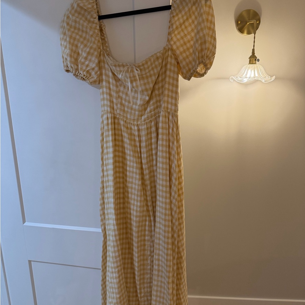 Reformation Yellow Checkered Maxi Dress